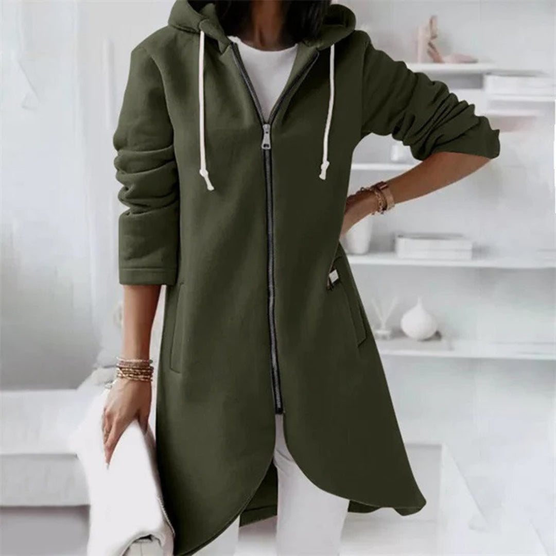 Elegant long women's hoodie | with zipper 2