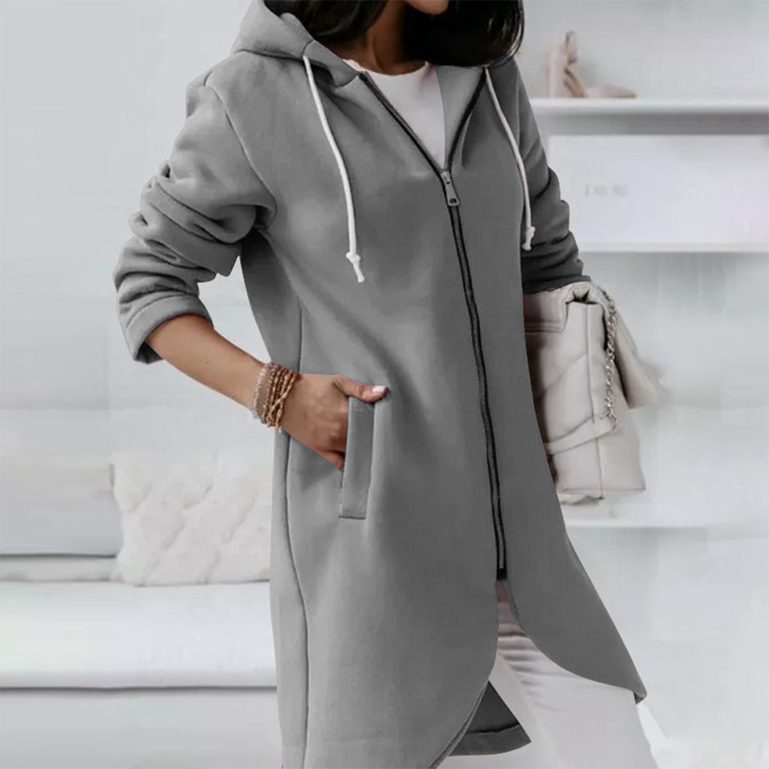 Elegant long women's hoodie | with zipper 3