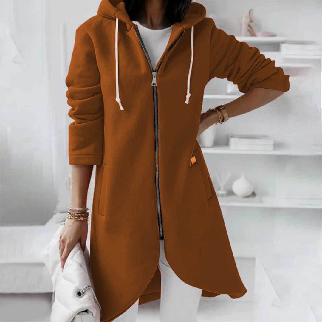 Elegant long women's hoodie | with zipper 4