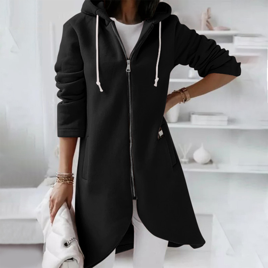 Elegant long women's hoodie | with zipper 6