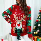 Esawama | Festive Reindeer Christmas Sweater for Women | Red 0