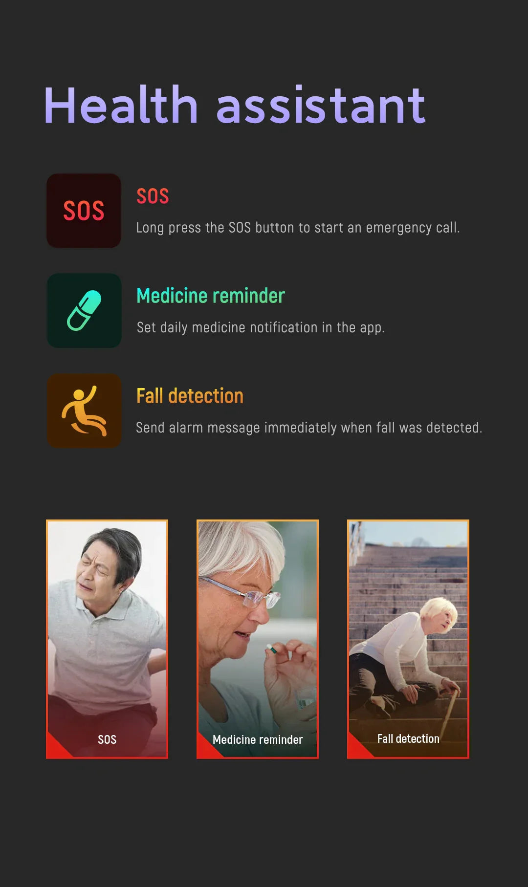 Fall Detection Watch for Seniors - 4G Medical Alarm with GPS & SOS Smartwatch 2