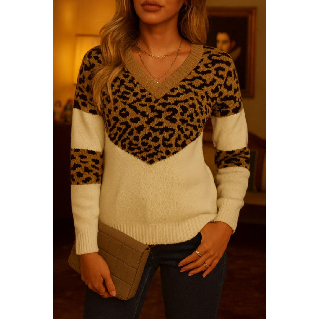 Fashionable knitted sweater for women | V-neck 3