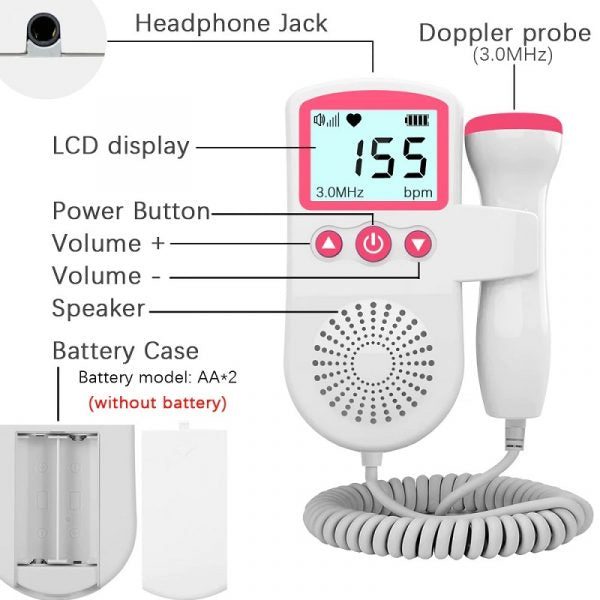 Fetal Doppler Heart Rate Monitor Home Pregnancy Baby Fetal Heart Rate Sound Detector 6