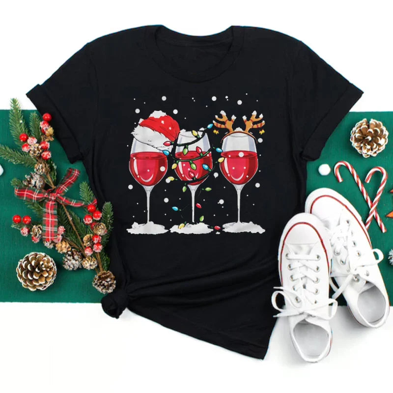 Caroline | Fashionable Wine Glass Holiday Shirt-3