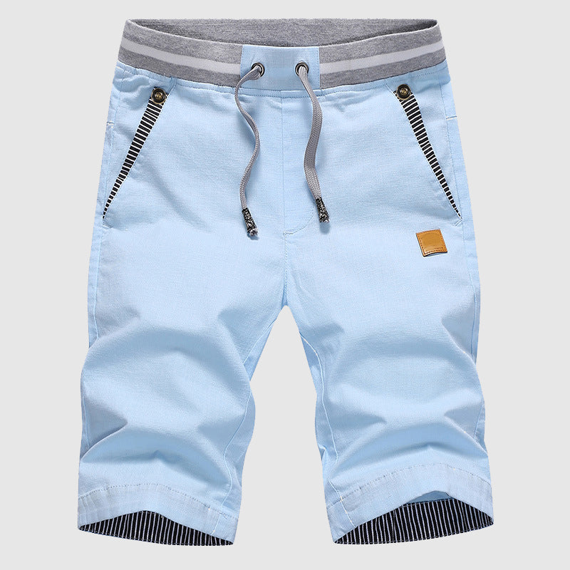 Men’s Casual Shorts - Drawstring Waist - Zip Pockets - Knee-Length Relaxed Fit-1
