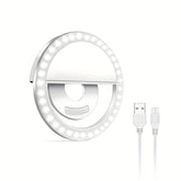 LED selfie ring light with rechargeable battery -perfect circle light for make -up and photography, compatible with telephones and computers 0