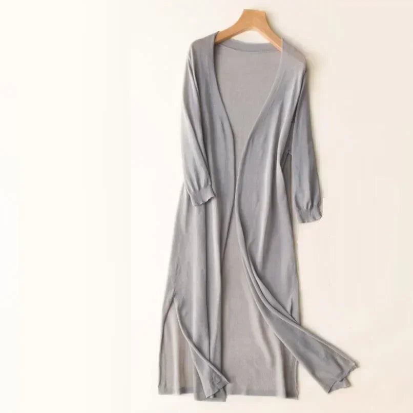 Lightweight long cardigan for women | Open front 5