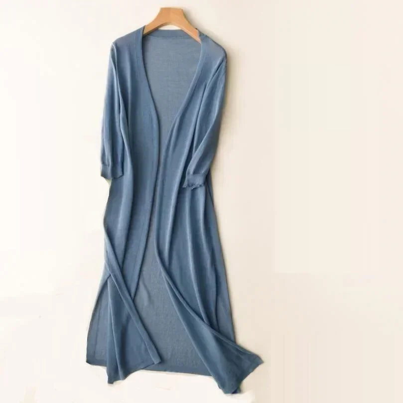 Lightweight long cardigan for women | Open front 6