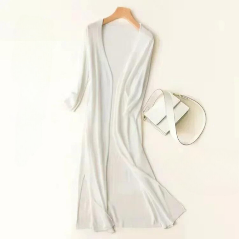 Lightweight long cardigan for women | Open front 8
