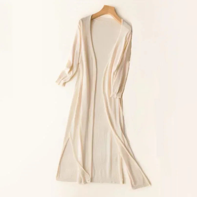 Lightweight long cardigan for women | Open front 9