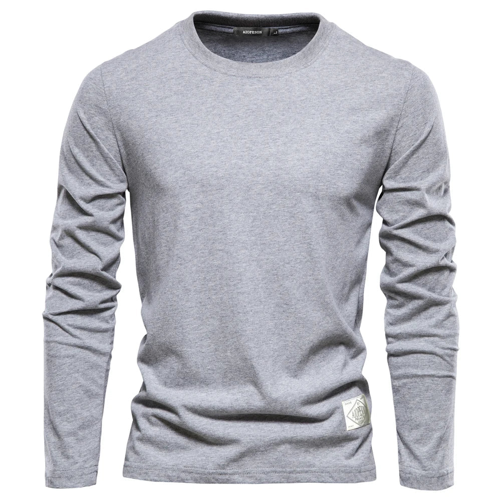 Long-sleeve casual crewneck tee for men 1