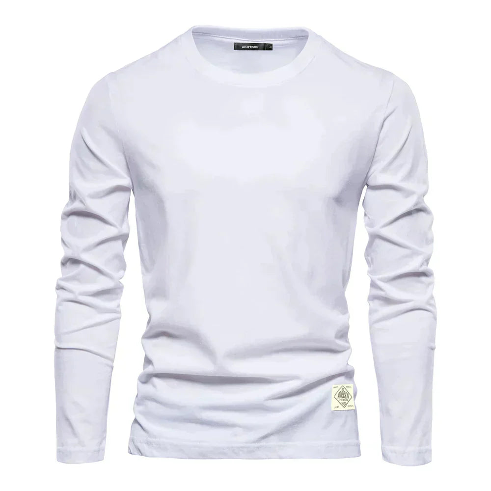 Long-sleeve casual crewneck tee for men 2