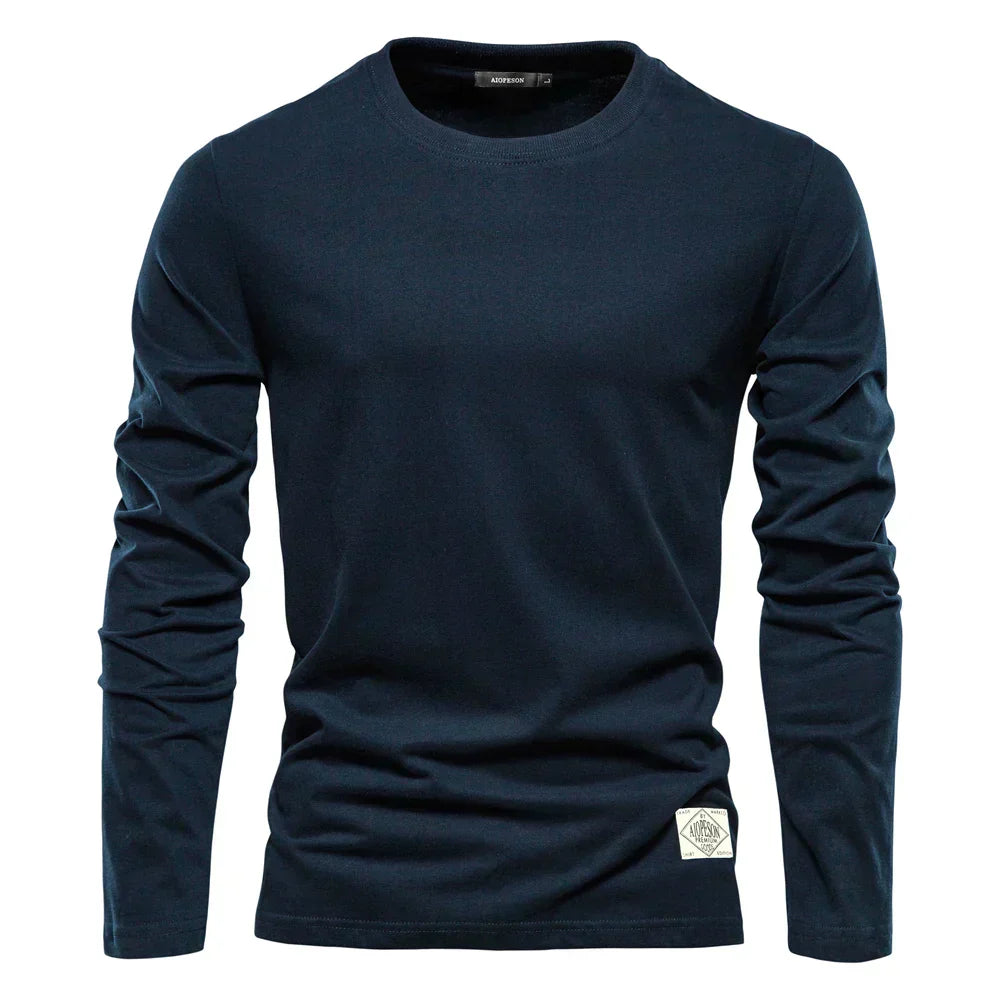 Long-sleeve casual crewneck tee for men 4
