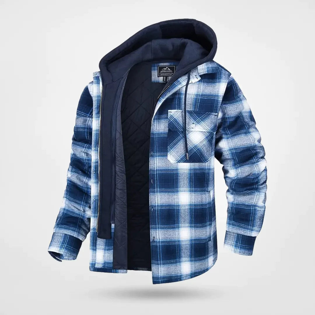 Men's Checkered Pattern Hooded Jacket | Warm 2