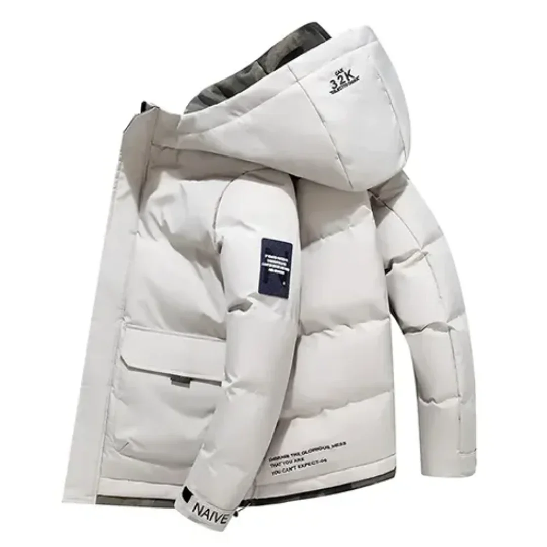 Men's Hooded Warm Winter Quilted Jacket | Front Pocket 1
