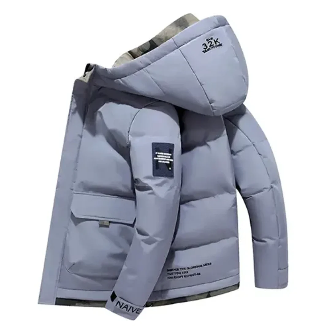 Men's Hooded Warm Winter Quilted Jacket | Front Pocket 2