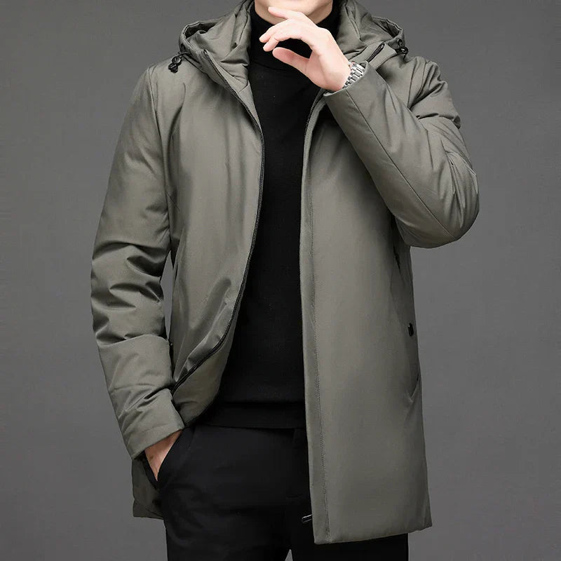Men's Hooded Zipper Long Winter Jacket | Warm 1