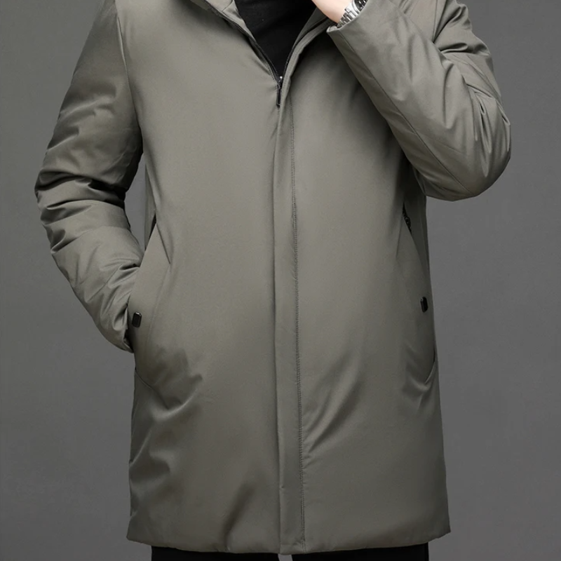 Men's Hooded Zipper Long Winter Jacket | Warm 2