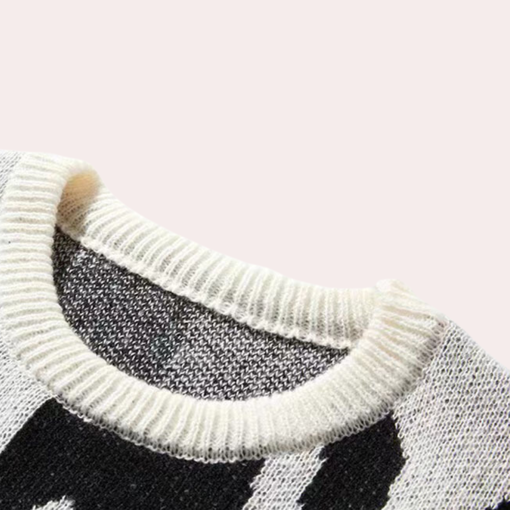 Men’s Knitted Sweater - Abstract Design - Crew Neck - Long Sleeve - Ribbed Cuffs 4