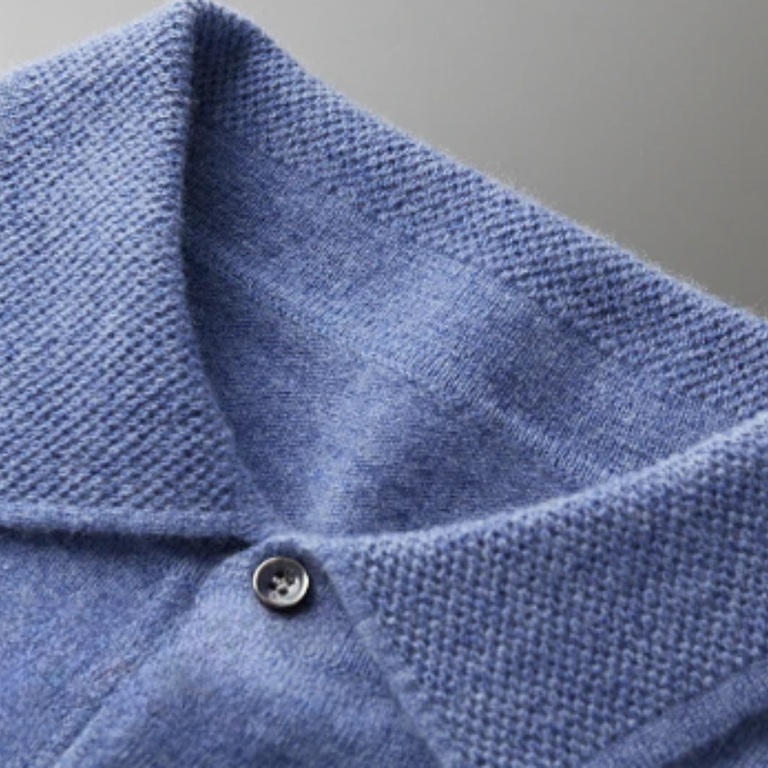 Men’s Polo Sweater – Merino Wool – Standard Fit – Button Placket – Ribbed Trim 4