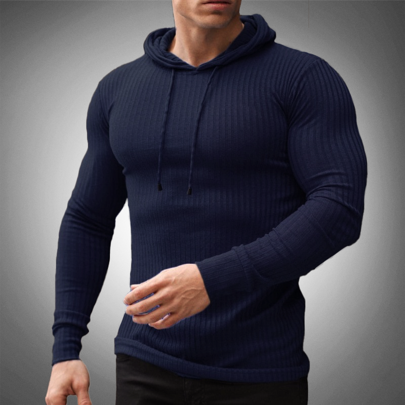 Men’s Slim Fit Hoodie - Ribbed Knit - Long Sleeve - Adjustable Drawstring 1