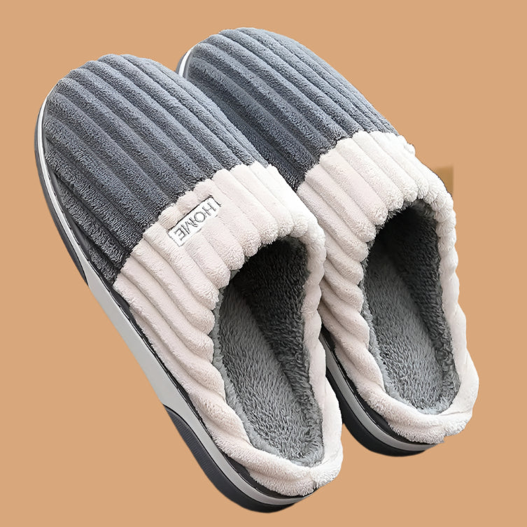 Men's Striped Winter Slippers | Warm Slip-On Home Slippers 2
