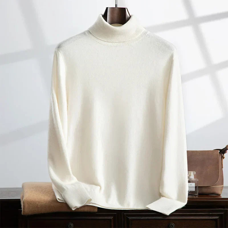 Men’s Turtleneck Sweater – Cashmere – Relaxed Fit – Ribbed Knit – Full Length 2