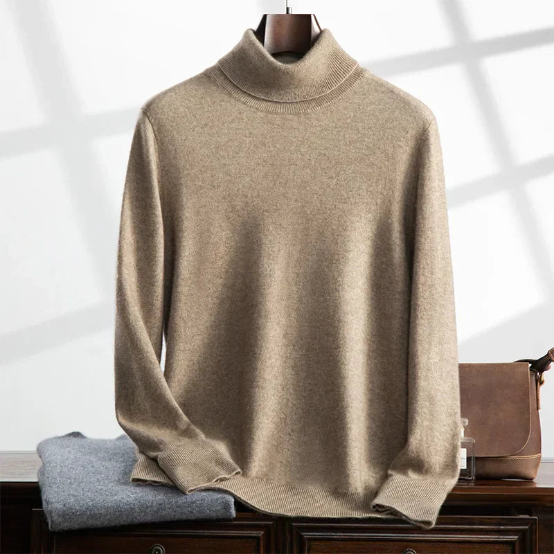 Men’s Turtleneck Sweater – Cashmere – Relaxed Fit – Ribbed Knit – Full Length 5