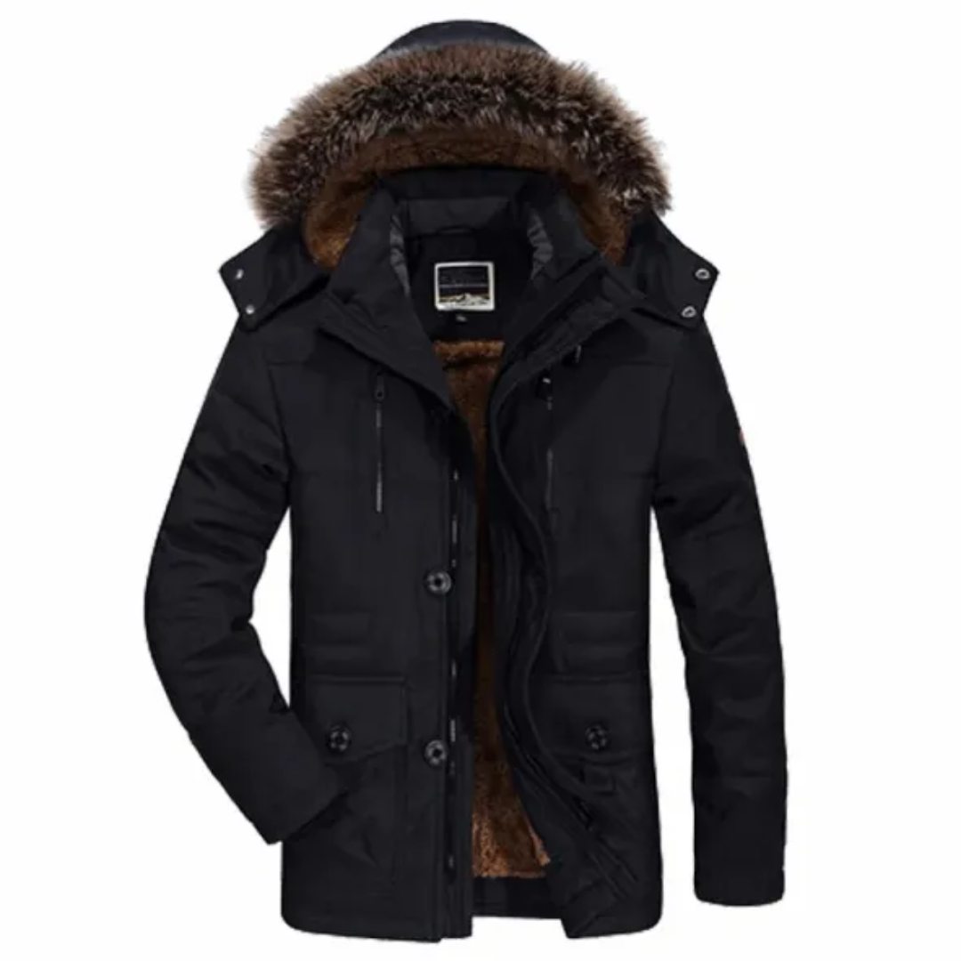 Men's warm winter parka with hood | Zipper 1