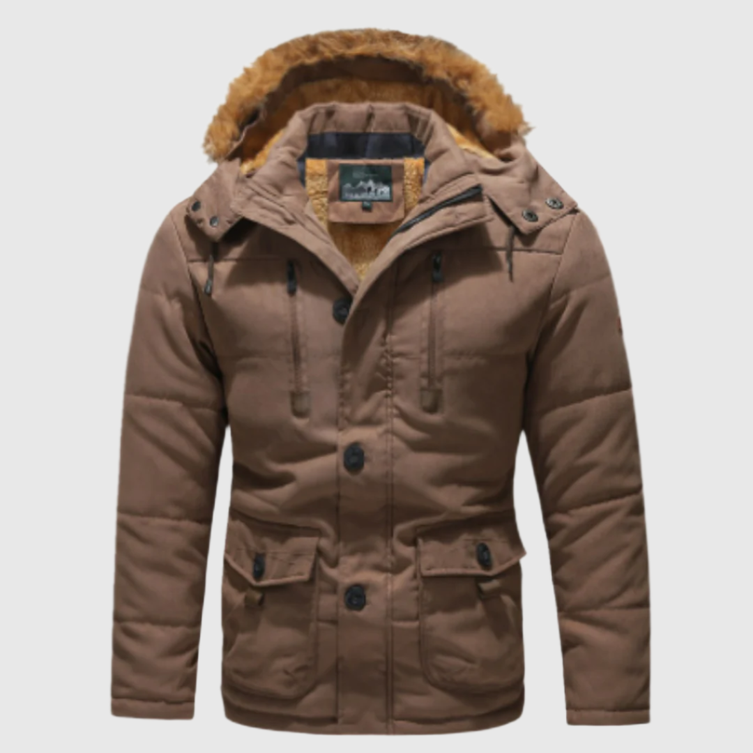 Men's warm winter parka with hood | Zipper 3