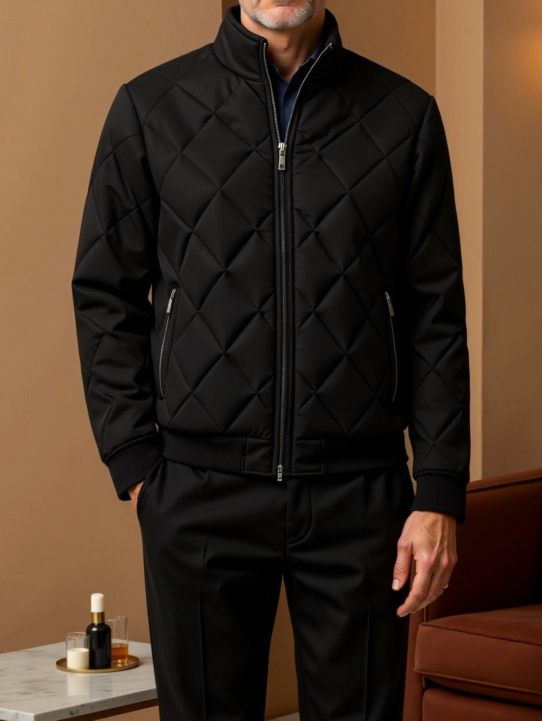Men's winter quilted jacket | Black 1