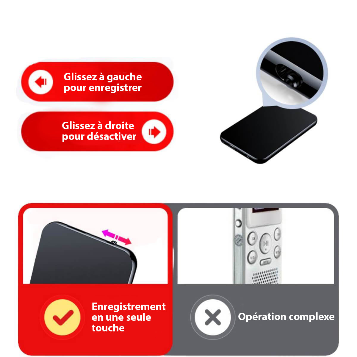 Mini Professional Spy Microfon Recorder Ultra-Slim Design, 50-hour battery life, high-quality sound for discrete audio recording 5