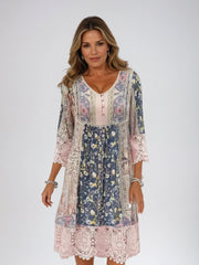 Ava | Boho Floral Dress – Lace Accents for Effortless Charm-2