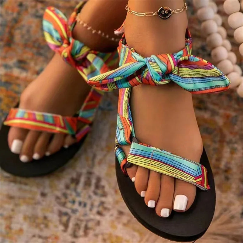 DELIA | Leopard Print Flat Summer Sandals-4