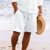 Men’s Shorts – Cotton Linen Blend – Relaxed Fit – Drawstring Waist – Multi Pocket-1