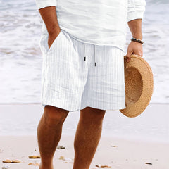 Men’s Shorts – Cotton Linen Blend – Relaxed Fit – Drawstring Waist – Multi Pocket-1