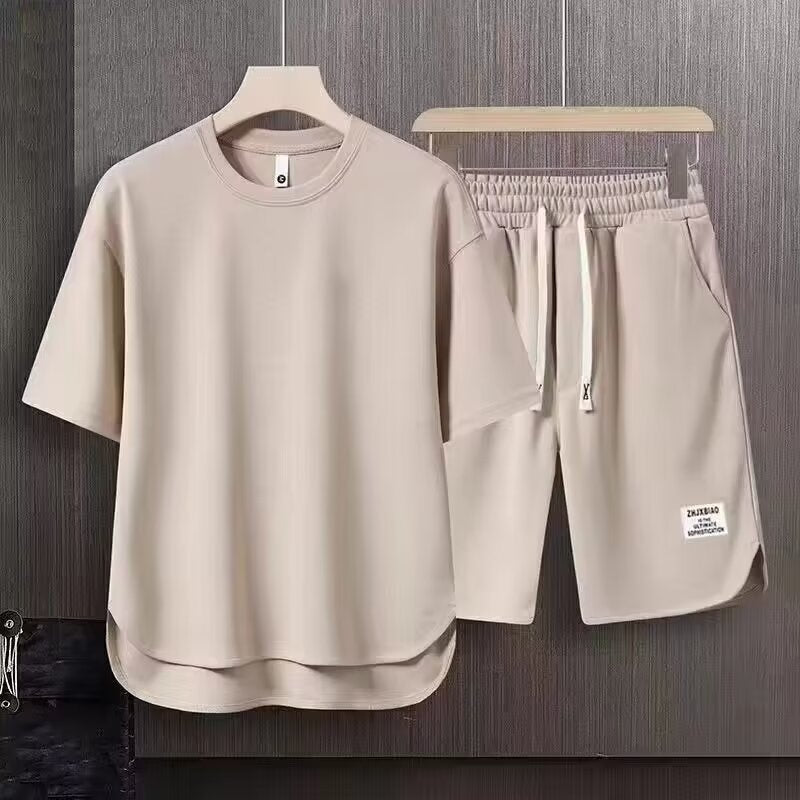 Men’s Athletic Set – Relaxed Fit – Short Sleeve Top & Drawstring Shorts – Breathable Cotton-6