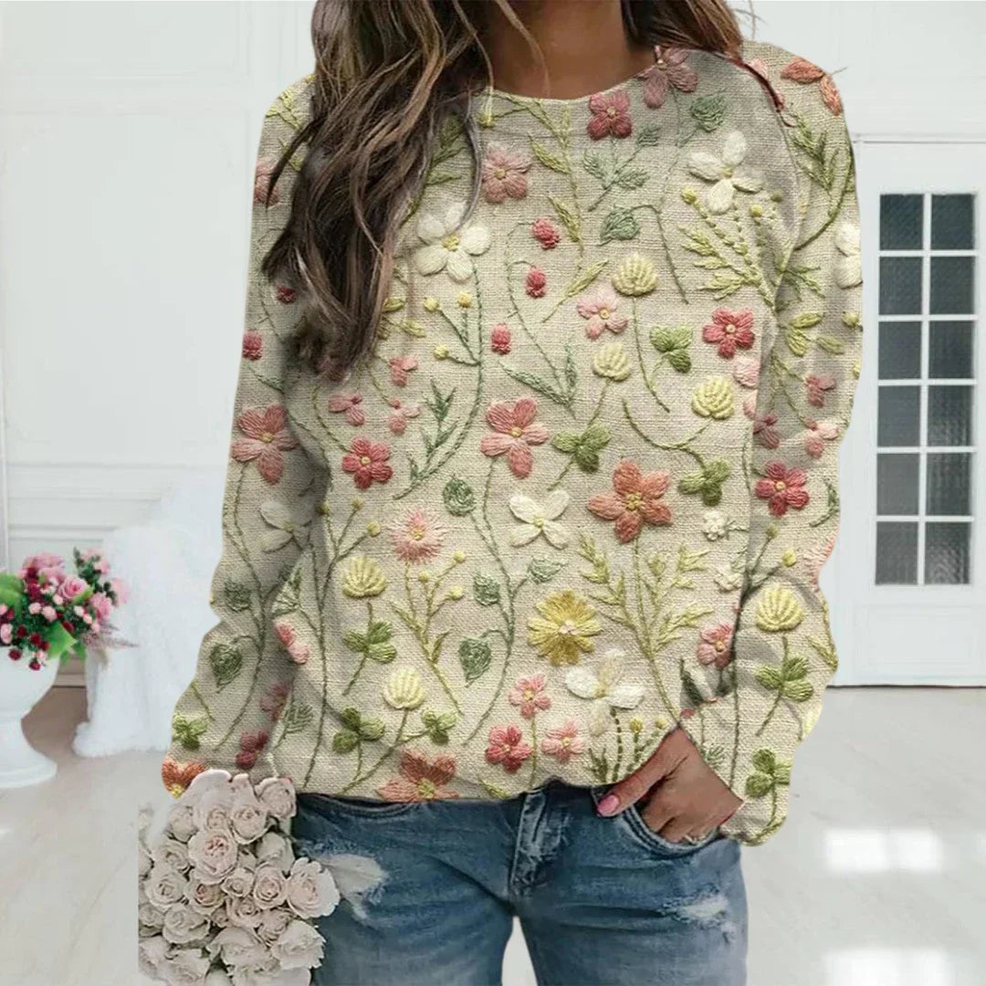 Phoenin | Women's Floral Warm Embroidered Sweater | Casual 1