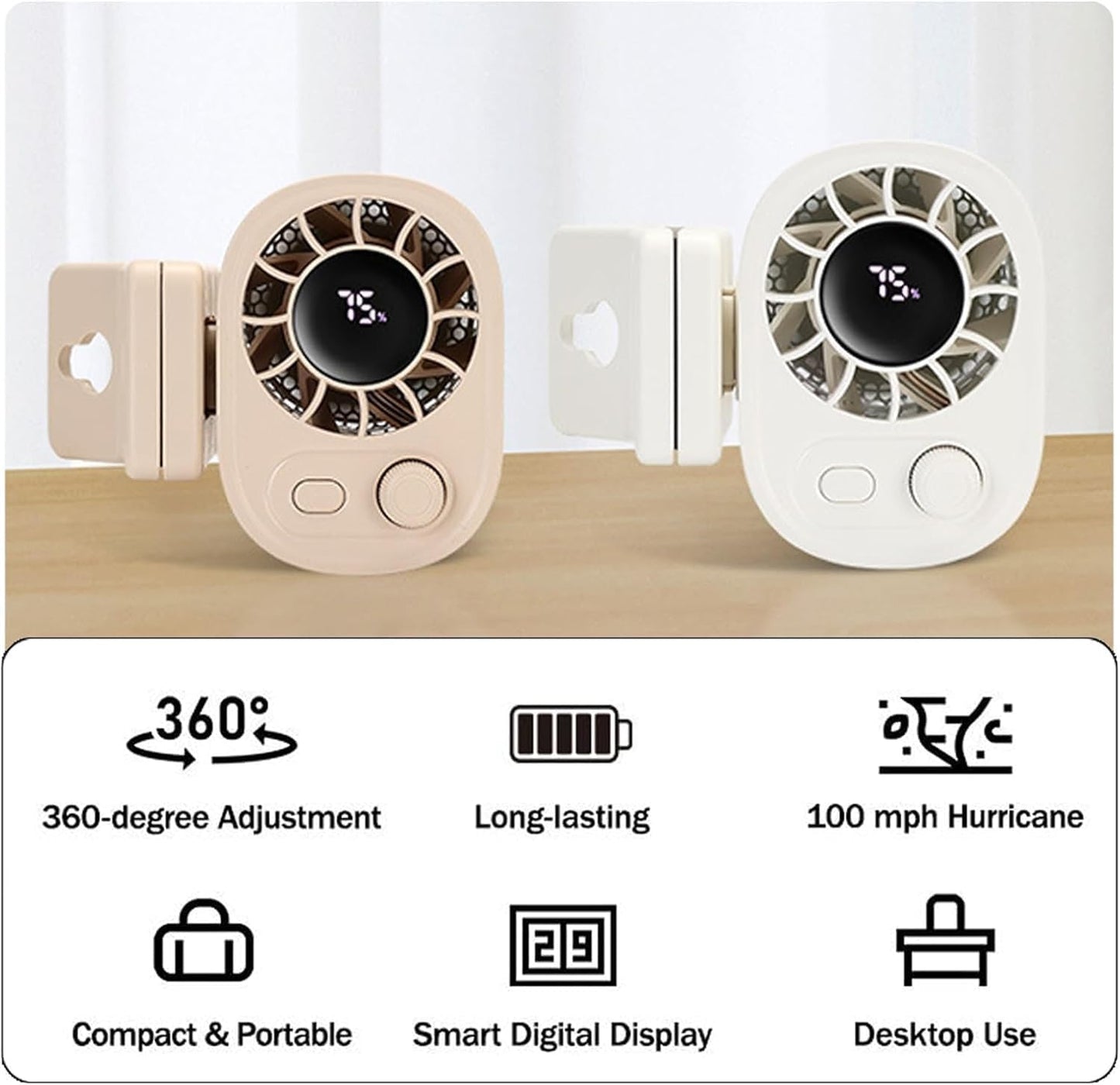 Portable Car Clip Fan – 360° Rotating USB Rechargeable Mini Fan with Clamp 4