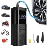 Portable air compressor with LCD screen and LED light -150 PSI inflator for cars, bicycles and sports equipment 0