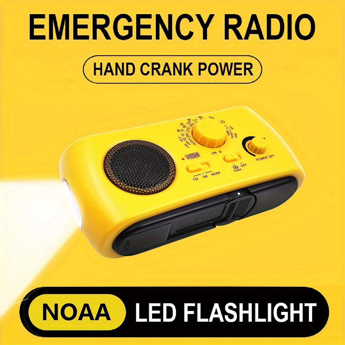 Portable emergency radio with AM/FM/NOAA, USB charger, LED flashlight, waterproof for camping and external use 4