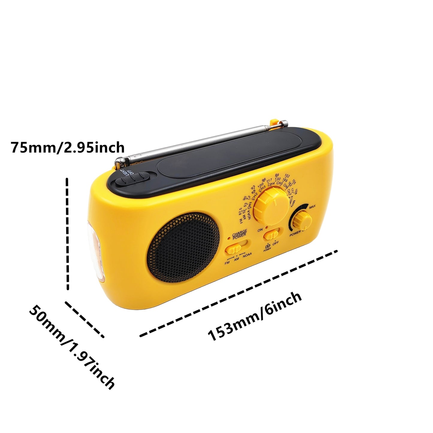 Portable emergency radio with AM/FM/NOAA, USB charger, LED flashlight, waterproof for camping and external use 5