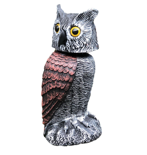Realistic 2-Pack Owl Decoy with Rotating Head – Outdoor Bird & Pest Repellent 3
