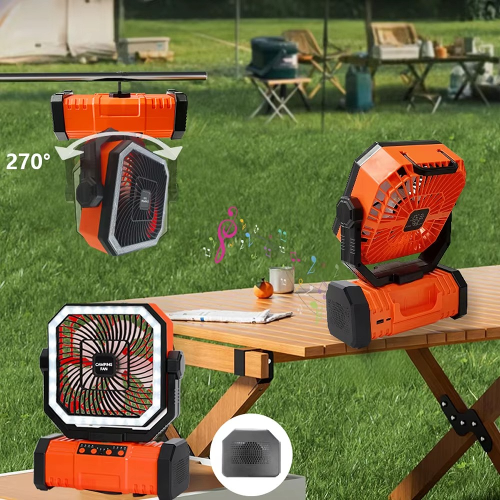 Rechargeable Camping Fan with 20000mAh Battery, 4 Speeds and LED Lantern 8
