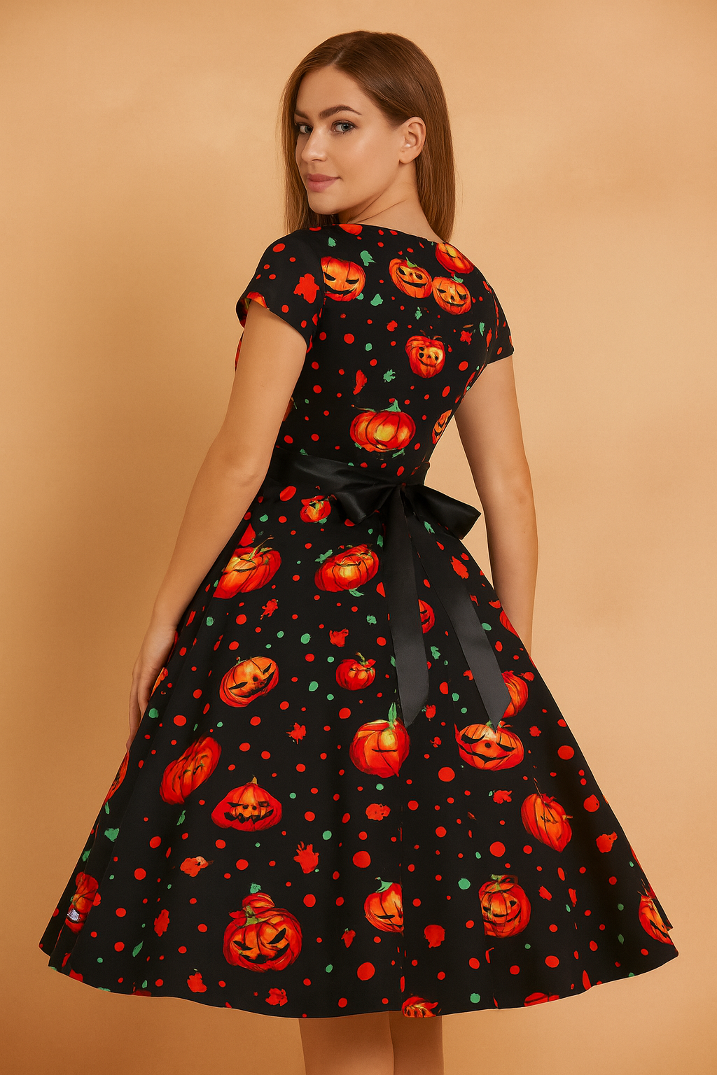 Retro Halloween Dress | Women's Pumpkin and Ghost Costume 1