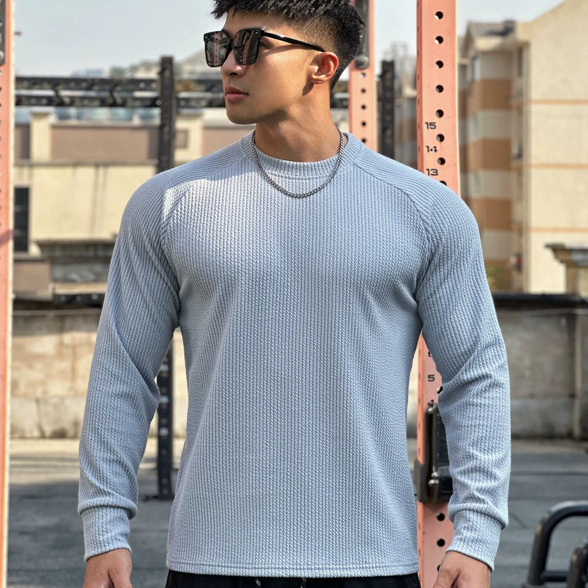 Ribbed knit crewneck sweater for men 3