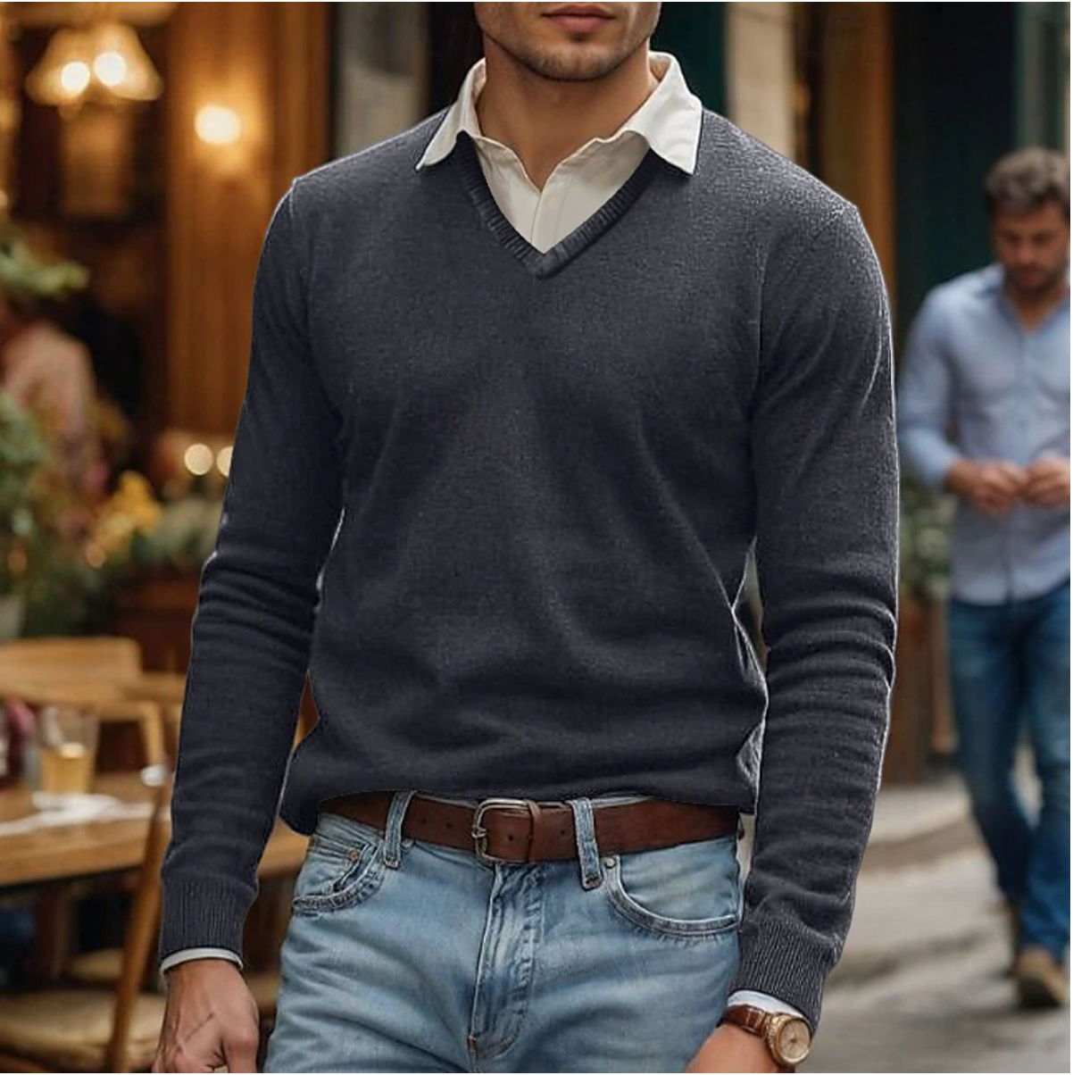 Rik | V-Neck Sweater in Soft Cotton Blend 4