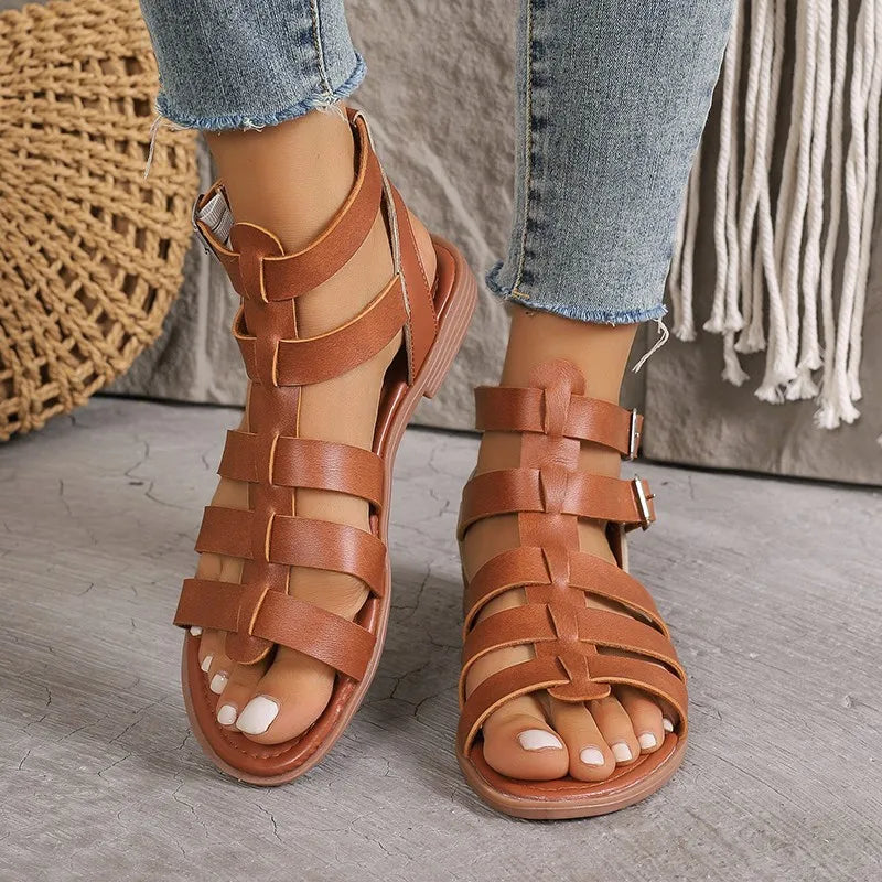 AVA | Elegant Women's Sandals Brown White-2
