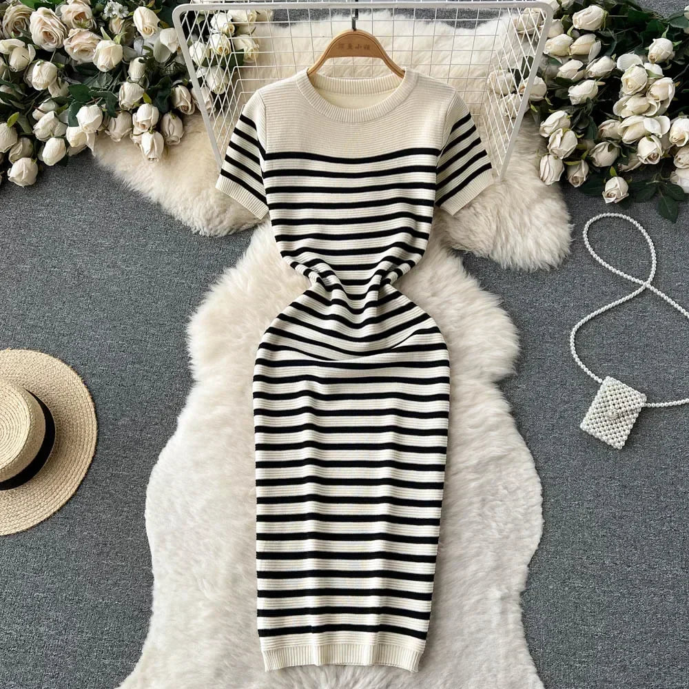 Amaya | Lightweight and Stylish Knitted Striped Dress-2